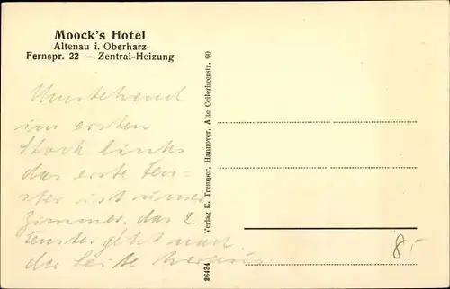 Ak Altenau Clausthal Zellerfeld im Oberharz, Moock's Hotel