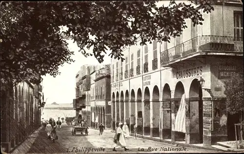 Ak Philipeville Algerien, La Rue Nationale