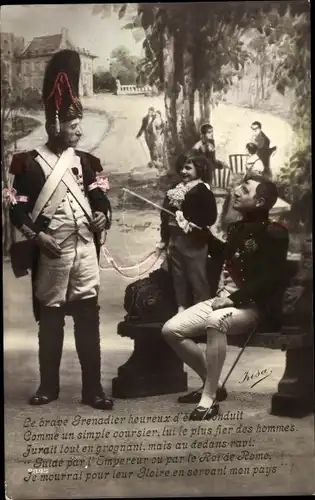 Ak Napoleon mit seinem Sohn, Französischer Soldat, Schauspieler
