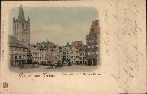 Ak Trier an der Mosel, Marktplatz mit dem Roten Rathaus