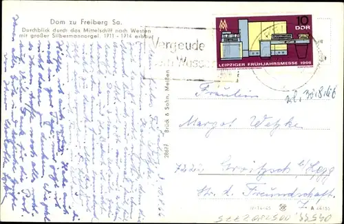 Ak Freiberg in Sachsen, Dom, Die große Silbermannorgel, Mittelschiff