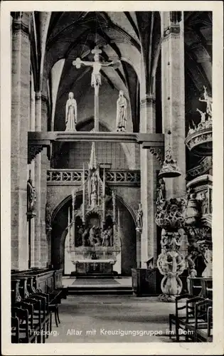 Ak Freiberg in Sachsen, Dom, Altar mit Kreuzigungsgruppe