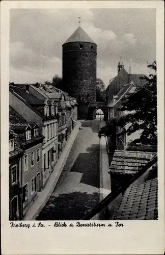 Ak Freiberg in Sachsen, Donatsgasse, Tor und Turm