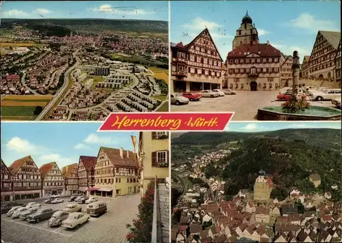 Ak Herrenberg in Württemberg, Marktplatz, Fliegeraufnahmen