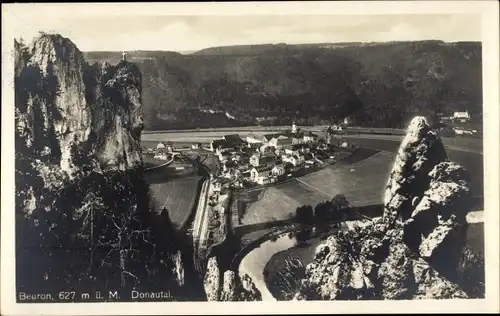 Ak Beuron an der Donau Württemberg, Blick ins Donautal, Ort, Felspartie