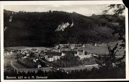 Ak Beuron an der Donau Württemberg, Blick ins Donautal mit Abteikirche