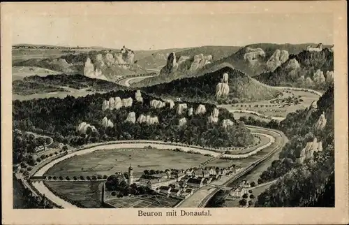 Ak Beuron an der Donau Württemberg, Ort im Donautal, Gesamtansicht