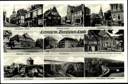 Ak Lennep Remscheid im Bergischen Land, Marktplatz, Talsperre, Brücke, Schloss Burg, Berliner Str.