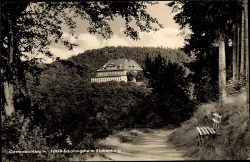 Ak Gernrode Quedlinburg im Harz, FDGB-Erholungsheim Stubenberg, Waldpartie