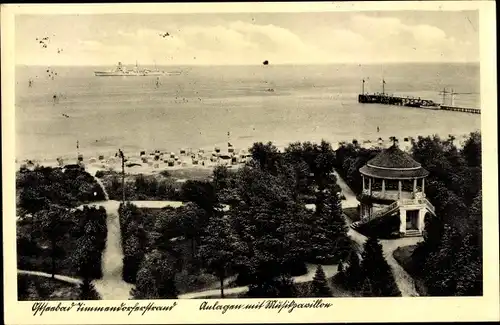 Ak Ostseebad Timmendorfer Strand, Anlagen mit Musikpavillon