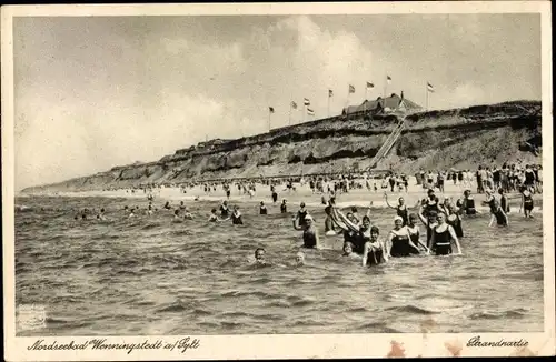 Ak Wenningstedt Braderup auf Sylt, Strand, Badende