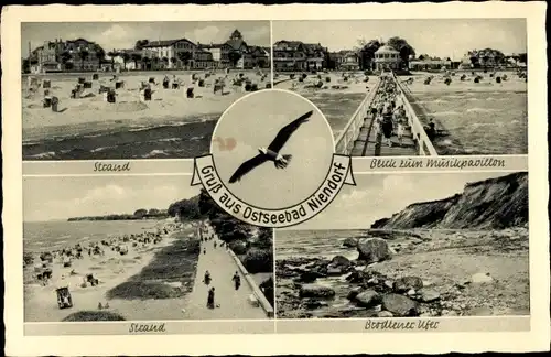 Ak Ostseebad Niendorf Timmendorfer Strand, Strand, Seebrücke, Musikpavillon, Brodtener Ufer