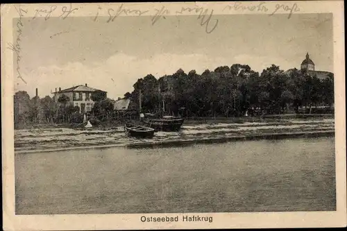 Ak Haffkrug Scharbeutz Ostholstein, Teilansicht, Boote