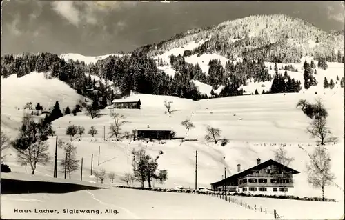 Ak Ofterschwang im Allgäu, Sigiswang, Haus Lacher im Winter