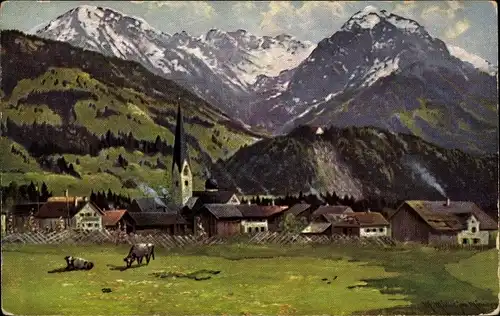 Künstler Ak Fischen im Allgäu Schwaben, Schöllangerburg