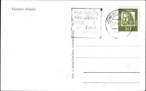 Ak Kempten im Allgäu Schwaben, Gesamtansicht