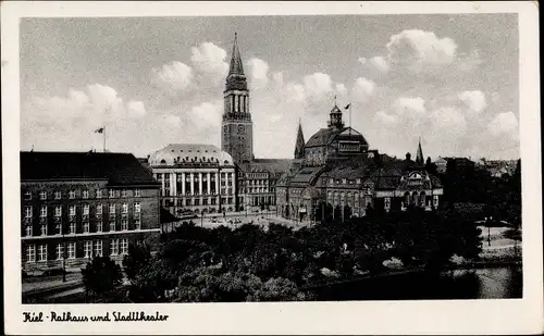 Ak Kiel Schleswig Holstein, Rathaus und Stadttheater