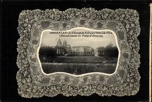 Passepartout Ak Argentan Orne, Le Champ de Foire et l'Hotel de Ville, Spitze