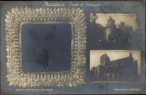 Ak Alencon Orne, L'Eglise, Le Chateau, Spitze