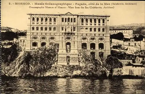 Ak Monaco, Musee Oceanographique, Facade, cote de la Mer
