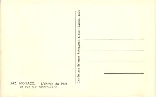 Ak Monte Carlo Monaco, L'Entree du Port et vue sur Monte Carlo