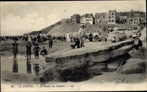 Ak Le Portel Pas de Calais, Le Rocher des Enfants