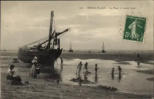 Ak Berck Plage Pas de Calais, La Plage à marée basse