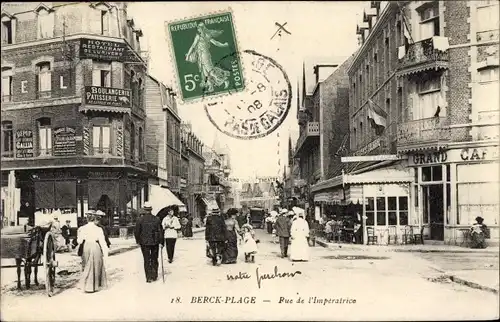 Ak Berck Plage Pas de Calais, Rue de l'Imperatrice, Grand Cafe