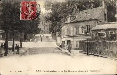Ak Paris XVIII. Arrondissement Buttes-Montmartre, La Rue Girardon