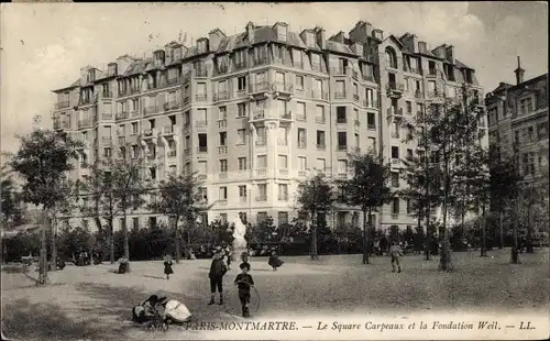 Ak Paris XVIII. Arrondissement Buttes-Montmartre, Le Square Carpeaux, Fondation Weil