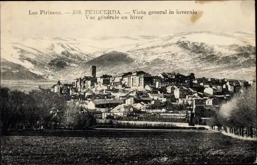 Ak Puigcerda Katalonien, Vista generale in invernio