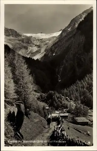 Ak Salzburg in Österreich, Feißtal mit Sonnblick und Fleißkees