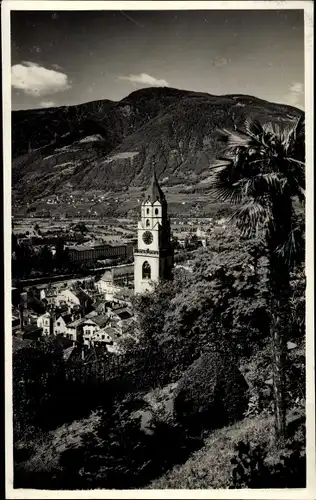 Ak Meran Merano Südtirol, Ortsansicht, Kirchturm