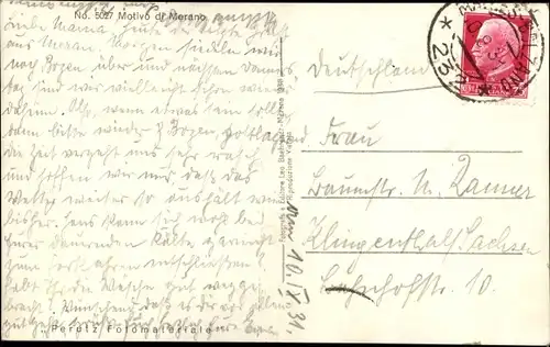 Ak Meran Merano Südtirol, Ortsansicht, Kirchturm