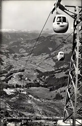 Ak Zweisimmen Kanton Bern, Gondelbahn, Rinderberg, Gesamtansicht