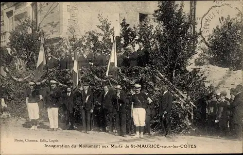 Ak Saint Maurice sous les Côtes Meuse, Inauguration du Monument aux Morts