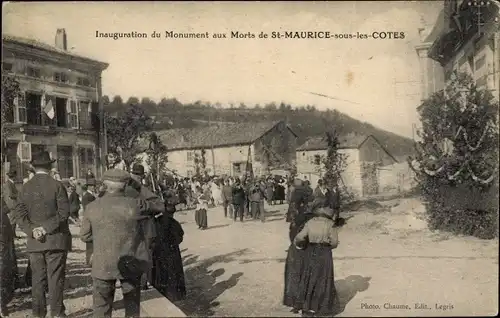 Ak Saint Maurice sous les Côtes Meuse, Inauguration du Monument aux Morts