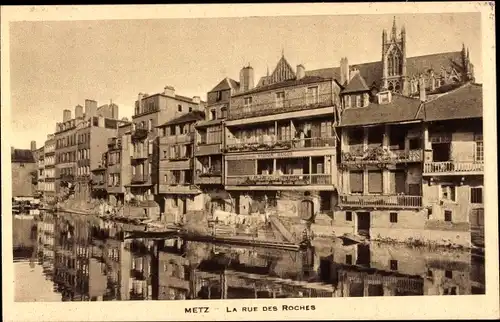 Ak Metz Moselle, La Rue des Roches