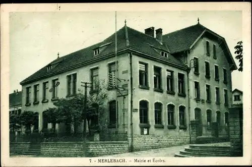 Ak Merlebach Moselle, Mairie et Écoles