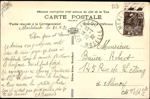 Ak Merlebach Moselle, Mairie et Écoles