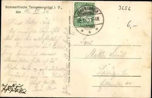 Ak Tannenbergsthal Muldenhammer im Vogtland, Gasthof zur Tanne, Schneckenstein, Teilansicht, Hirsch