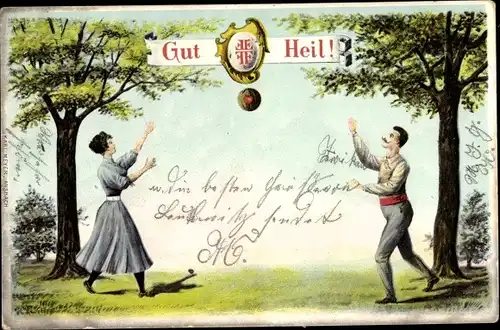 Litho Gut Heil, Turner, Paar mit einem Ball