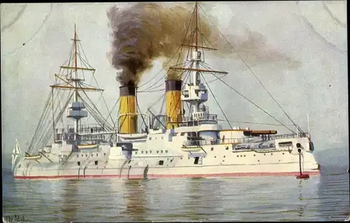 Künstler Ak Rave, Chr., Marine Galerie 245, Russisches Kriegsschiff, Zessarewitsch, Linienschiff