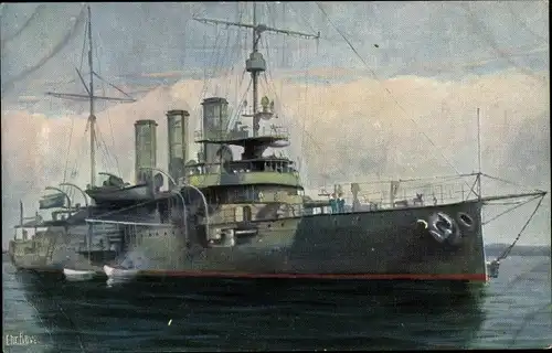 Künstler Ak Rave, Chr., Marine Galerie 224, Österreichisches Kriegsschiff, Kaiser Karl VI, Kreuzer