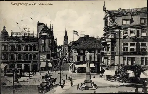 Ak Kaliningrad Königsberg Ostpreußen, Münzplatz, Denkmal, Handlung J. Silberstein