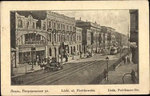 Ak Lodz Lodsch Polen, Petrikauer Straße
