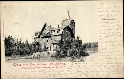 Ak Klingenthal im Vogtland Sachsen, Blick auf das Sommerheim und Waldhotel, Gesamtansicht