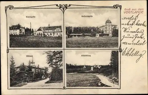 Ak Bad Reiboldsgrün Auerbach im Vogtland, Karolagrün, Reiboldsgrün, Zöbisch, Albertsberg