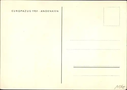 Ak Europazug 1951, Allegorie, Dampflokomotive, Nationalflaggen