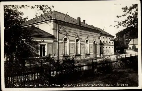 Foto Ak Wehlen an der Elbe Sachsen, Gasthof Lindengarten